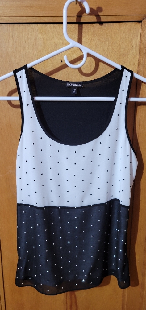 Express black and white sleeveless top